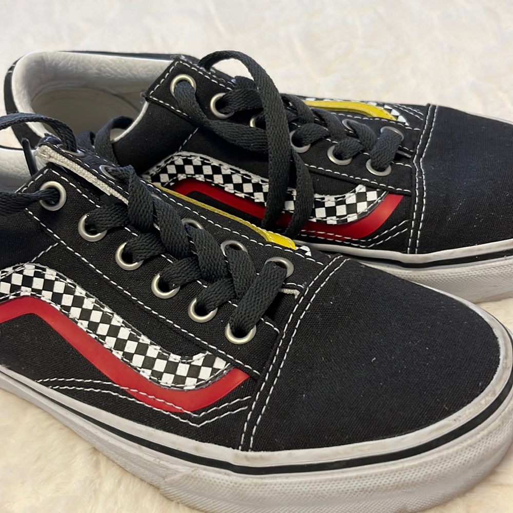 Black white red and yellow checkered vans size 7 women’s